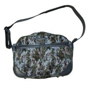 Vintage Stradellina Gray-Green Floral Tapestry Carry-On Luggage Bag Retro